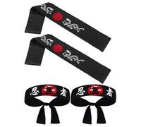 GLEAVI Bandeau Ninja et Bandeau de karaté 4 pièces en Polyester Facile d'entretien pour entraînement et fêtes d'anniversaire