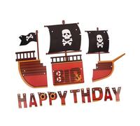 GLEAVI Banderole Anniversaire Pirate Décorations Fête Guirlande Papier Panneau Joyeux Thème Articles Fête Pirates
