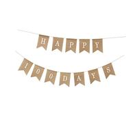 GLEAVI Bannière Happy Days Lin Naturel Guirlande Fanions Décorative pour Fête Garçon Fille Anniversaire et Shower Réutilisable et Festive