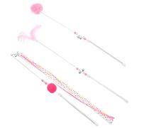 GLEAVI Bâtons à Taquiner pour Chat pour Chaton Améliore L'affection Lot de 3 en Acrylique Rose, Jouet Interactif et Maintient L'animal Actif en Bonne Condition