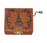 GLEAVI Boîte à Musique Manuelle en Bois Rétro Tour en Métal, Mini Boîte à Musique à Manivelle, Musical Décoratif pour Collection et Présent Romantique, Finition Lisse, Couleur Vintage