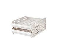 GLEAVI Boîte à Œufs Empilable En Plastique Blanc 2 Niveaux, Rangement 30 Œufs Par Étage, Organiseur De Bac à Légumes Pour Réfrigérateur, Compatible Congélateur Et Placard, Système Anti-chocs