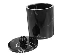 GLEAVI Boîte De Rangement en Résine à Motifs Marbre pour Coton Et Cure-Dents, Compacte Couvercle Protecteur, Noire, pour Salle De Bain Et Maquillage, Accessoire D’Organisation Pratique