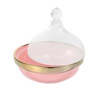 GLEAVI Bol Céramique avec Couvercle Petit Bol à Pudding Dessert Ramequin Multifonction Céramique pour Cuisine pour Salades de Fruits et Rose avec Bord Doré