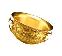 GLEAVI Bol de Richesse Doré Décoratif Ornement de Bureau Traditionnel Chinois Bassin Cornucopia Compact pour Décoration Feng Shui Intérieure