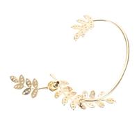 GLEAVI Boucle D’Oreille Grimpante Feuille en Métal Doré Puce Cristal Micro-Incrustée Manchette Réutilisable pour Femme Bijou Léger et Élégant pour Événements et Usage Quotidien