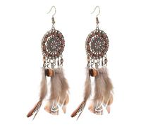 GLEAVI Boucles D’Oreilles Bohèmes à Plumage Légères pour Femmes Boucles D’Oreilles Amérindiennes Ethniques Pompons Accessoires de Voyage et Parures de Bijoux Amérindiens