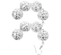 GLEAVI Boucles D'oreilles Boule Disco Pendantes Vintage en Métal Blanc K, Bijoux pour Femmes et Adolescentes, Style Rétro Fête Soirée, Longues et Imposantes