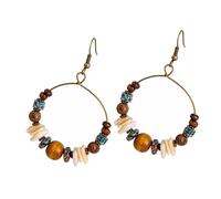 GLEAVI Boucles D'oreilles Créoles Perlées Artisanales, Pour Femmes Crochets Classiques, Design Rétro Chic