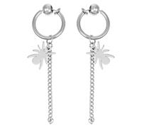 GLEAVI Boucles D'oreilles Pendantes 2 Pièces en Acier Inoxydable Titane Argenté, Motif Araignée Chaîne et Pompon, Bijoux D'oreilles Délicats pour Femmes, Accessoires Légers