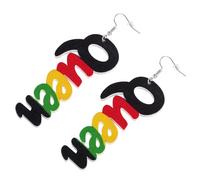 GLEAVI Boucles D'oreilles Pendantes en Bois Africain Lettre Reine, 1 Paire, Ornement Élégant pour Femmes, Bijoux Fantaisie Légers, Style Ethnique pour Fêtes et Occasions Décontractées