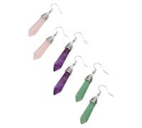 GLEAVI Boucles d'Oreilles Pendantes en Cristal Naturel Hexagonal 3 Paires Bijoux Créatifs pour Femmes Ornement d'Oreille Long Accessoires Mode pour Fêtes et Événements