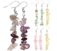 GLEAVI Boucles d'Oreilles Pendantes en Perles de Cristal et Pierres Précieuses, Lot de 4 Paires Multicolores pour Bals et Saint-Valentin Chez les Femmes