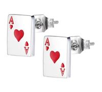 GLEAVI Boucles D'oreilles Poker en Acier Inoxydable, Pendentifs Carte à Jouer Rouge Cœur A, Bijou Femme et Fille, Mode Créative, Accessoire Quotidien et Occasions Spéciales,