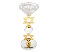 GLEAVI Bougeoir Cristal Étoile à Six Branches en Métal Vintage pour Bougies | Décoration de Bureau Élégante, Centre de Table pour Fêtes Juives, Lumière Raffinée et Stabilité Assurée