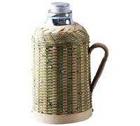 GLEAVI Bouteille d'Eau Isotherme en Bambou Tressé 16 L Poignée et Couvercle Pichet à Eau Vintage pour Maison Bureau et Camping Gourde Écologique et Isolante Thermique