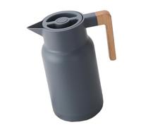 GLEAVI Bouteille Isotherme Grosse Capacité 2l Poignée en Bois, Récipient D'eau Chaude Gris pour Maison et Bureau, Bouteille Étanche Maintien Température, Usage Quotidien et Voyage