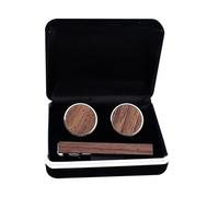 GLEAVI Boutons de Manchette en Bois de Noyer et Pince à Cravate en Cuivre pour Homme Accessoire de Costume Élégant Décoration Chemise Coffret Présent Aléatoire Tenue Formelle