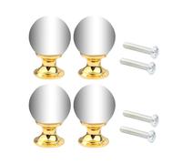 GLEAVI Boutons de Meuble en Cristal Doré 4 Pcs Bouton de Tiroir Sphérique Petit Format Design Européen Léger Compatible Chambre la Cuisine et Armoire Robuste et Décoratif