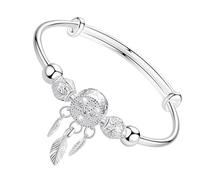 GLEAVI Bracelet Attrape-Rêves en Fil Métallique Réglable Extensible Breloques Plume et Perles Design Ajouré Vintage Bracelet pour Femme Style Punk Bijou Adaptable au Poignet