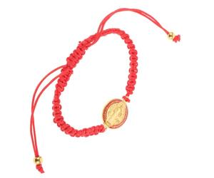 GLEAVI Bracelet Catholique Saint Benoît Tressé la Main en Cordelette Rouge, Ajustable Unisexe, Bijou Religieux Médaille, Bracelet Chrétien Réutilisable pour Hommes et Femmes, Présent