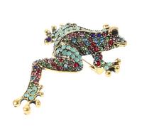 GLEAVI Broche Grenouille Décorative en Métal avec Cristaux, Épinglette Élégante pour Femmes, Accessoire de Mode pour Vêtements et Paquet, Finition Robuste et Originale, Taille Petite