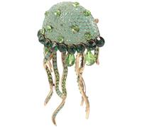 GLEAVI Broche Méduse Cristaux Verte Longs Tentacules Broche et Épingle à Revers pour Femmes Accessoire Mode Créatif et Bijoux Fantaisie pour Robe et Chapeau