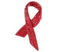 GLEAVI Broche Ruban Rouge de Sensibilisation Cancer du Sein et Sida en Alliage avec Cristaux, Épingle Décorative pour Vêtements, Symbole Officiel Journée Mondiale le Cancer, Bijou