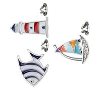 GLEAVI Broches Marine 3 Pièces Motifs Poisson Tropical Voilier et Phare en Métal Accessoires Décoratifs pour Veste Paquet Chapeau - Bijoux Broche Thème Nautique