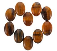 GLEAVI Cabochons à Dos Plat en Pierre Naturelle Œil de Tigre, Ovales 18x25 Mm, 10 Pièces, Perles Plates pour Fabrication de Bijoux, Décoration Diy, Création Pendentifs et Bracelets