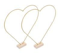 GLEAVI Cadre de Couronne de Cœur 30 CM en Métal Support en Bois Naturel Cerceaux Floraux Décoratifs pour Centre de Table Anneaux Multifonctions pour Loisirs Créatifs et Mariage