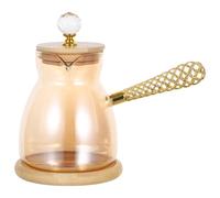 GLEAVI Cafetière Turque en Verre 550 Ml à Poignée Latérale Dorée Carafe à Café pour Infusion Manuelle, Bouilloire pour Maison, pour Café Turc et Préparation de Lait Chaud