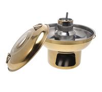 GLEAVI Caquelon Portable en Acier Inoxydable 20 Cm avec Double Poignée et Réchaud à Charbon, Marmite Pratique et Résistante pour Camping, Rôtisserie et Repas en Plein Air