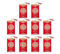 GLEAVI Cartes Invitation Mariage Style Chinois 10 Pièces Papier Naturel Rouge Enveloppes Gland pour Célébration d'Anniversaire et Engagement
