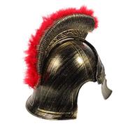 GLEAVI Casque de Guerrier Rouge à Plume Dorée Casque Romain pour Costume Médiéval Accessoire Cosplay Léger et Confortable pour Soirées Halloween Carnaval et Théâtre