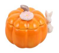 GLEAVI Ceramic Pumpkin Storage Jar with Lid Seasonal Candy Container and Jewelry Box Autumn Kitchen Organizer Food Canister for Halloween and Home Decor