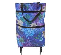 GLEAVI Chariot de Courses Pliable à roulettes Extérieur Paquet d'Épicerie Réutilisable Grand Capacité Léger et Stable pour Supermarché Plage et Voyage Modèle Luxe Violet Romantique