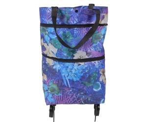 GLEAVI Chariot de Courses Pliable à roulettes Extérieur Paquet d'Épicerie Réutilisable Grand Capacité Léger et Stable pour Supermarché Plage et Voyage Modèle Luxe Violet Romantique