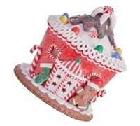 GLEAVI Christmas LED Gingerbread House Ornament Lighted Candy Castle Figurine with Pastel Colors Festive Winter Desk Decoration for Holiday Tabletop Display