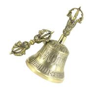 GLEAVI Clochette Bouddhique en Laiton à Main, Cloche Decorative, Cinq Brins, pour Cérémonie et Décoration Feng Shui