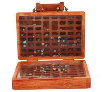 GLEAVI Coffret en Bois Vintage à Compartiments pour Pierres Précieuses Boîte de Rangement Pierre Naturelle Valise de Collection Cristal Organisateur Compact pour Cristaux et Bijoux