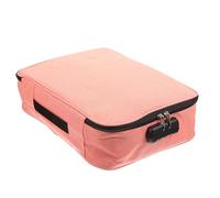 GLEAVI Coffret Ignifugé pour Documents Serrure Pochette de Classement en Tissu Imperméable Rose Grosse Capacité à 3 Niveaux Porte-Certificats Multifonction pour Bureau et Voyage