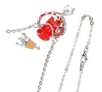 GLEAVI Collier Pendentif Bouteille de Parfum en Alliage Cœur Couronne et Cristaux, Rouge, Bijou Diffuseur D'huiles Essentielles, Présent pour Femme, Accessoire Minimaliste Quotidien