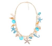 GLEAVI Collier Pendentif Coquillage Bleu Océan Collier d'Été Léger en Style Hawaïen Bijoux de Plage pour Femmes pour Mariage et Vacances Côtières Accessoire Ras du Cou