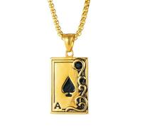GLEAVI Collier Pendentif Poker en Acier Inoxydable Doré Chaîne Chic Ras du Cou pour Homme Pendentif As de Pique Unique Bijou pour Fêtes et Occasions Spéciales