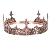 GLEAVI Couronne D’homme Vintage en Cuivre Rouge Ancien, Accessoire de Tête Royal pour Costume, Serrage-tête Décoratif Homme pour Fête, Cosplay et Théâtre, Taille, Bijou de Cheveux