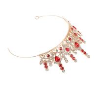 GLEAVI Couronne de Mariage en Métal Doré avec Strass Rouge Étincelants, Diadème de Princesse Léger pour Femme, Accessoire Coiffure de Cérémonie et Fête Costumée, Tiare Royale pour