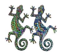 GLEAVI Décoration Murale Extérieure en Fer 2pcs Gecko Suspendu Multi-usage pour Jardin et Salon Ornement Artisanal Élégant