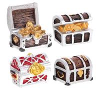 GLEAVI Décorations pour Aquarium en Résine Miniatures Coffrets à Trésors Réalistes 4 Pièces Accessoires Compacts pour Aquarium de Bureau et Maison Décoration Marine Méditerranée