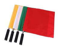 GLEAVI Drapeaux d'Arbitre à Main 4 Pièces Mâts en Acier Inoxydable Drapeaux de Signalisation Jaune Rouge Vert Blanc Légers et Résistants pour Football et Compétitions en Extérieur